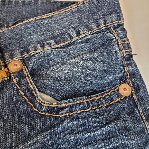 TRUE RELIGION LOGAN SUPER T Flap Y2K Men's Jeans 38X31 Regular Fit Blue K12832 - Picture 10 of 16